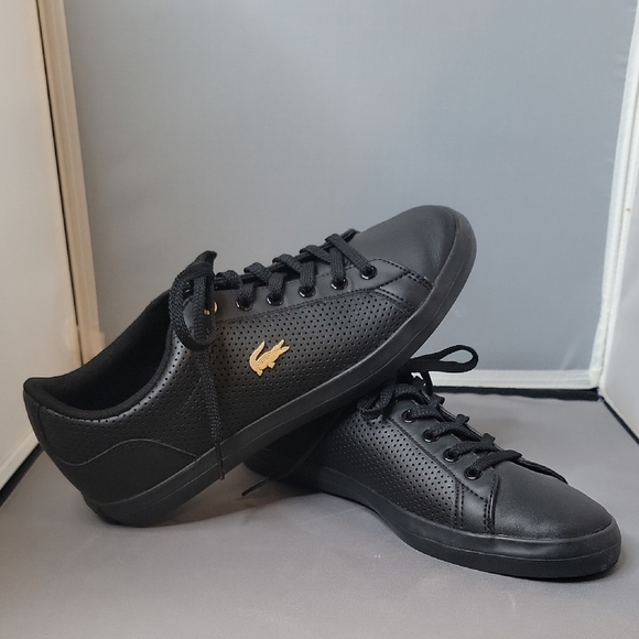 Lacoste Shoes - Lacoste Women's Black and Gold Lerond Sneakers Size 7